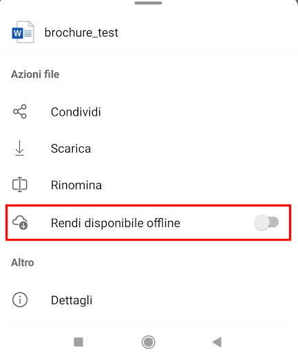 File OneDrive disponibili offline