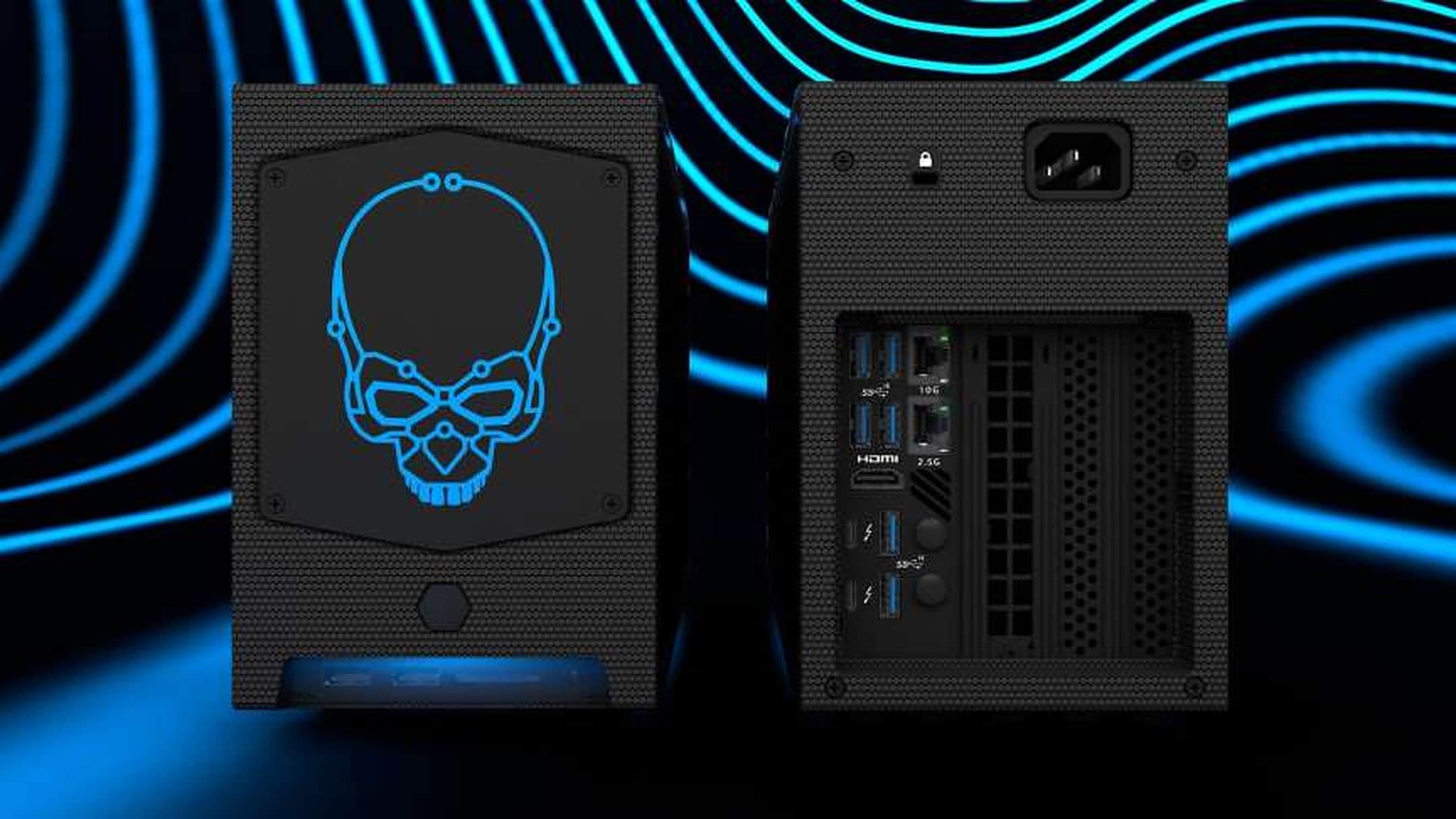 Intel Nuc 12 Extreme mini PC render front and back