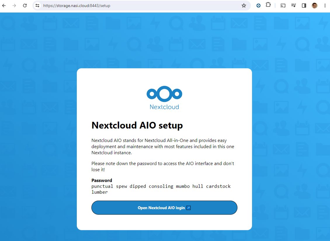 Password for Nextcloud configuration