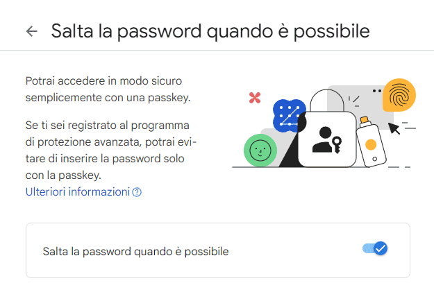 Skip password with Google passkey