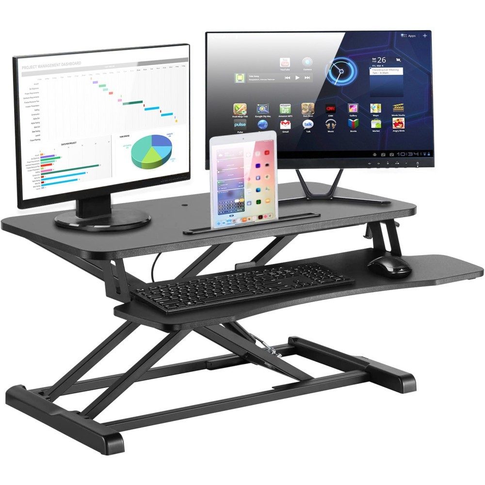Desk converter with keyboard tray