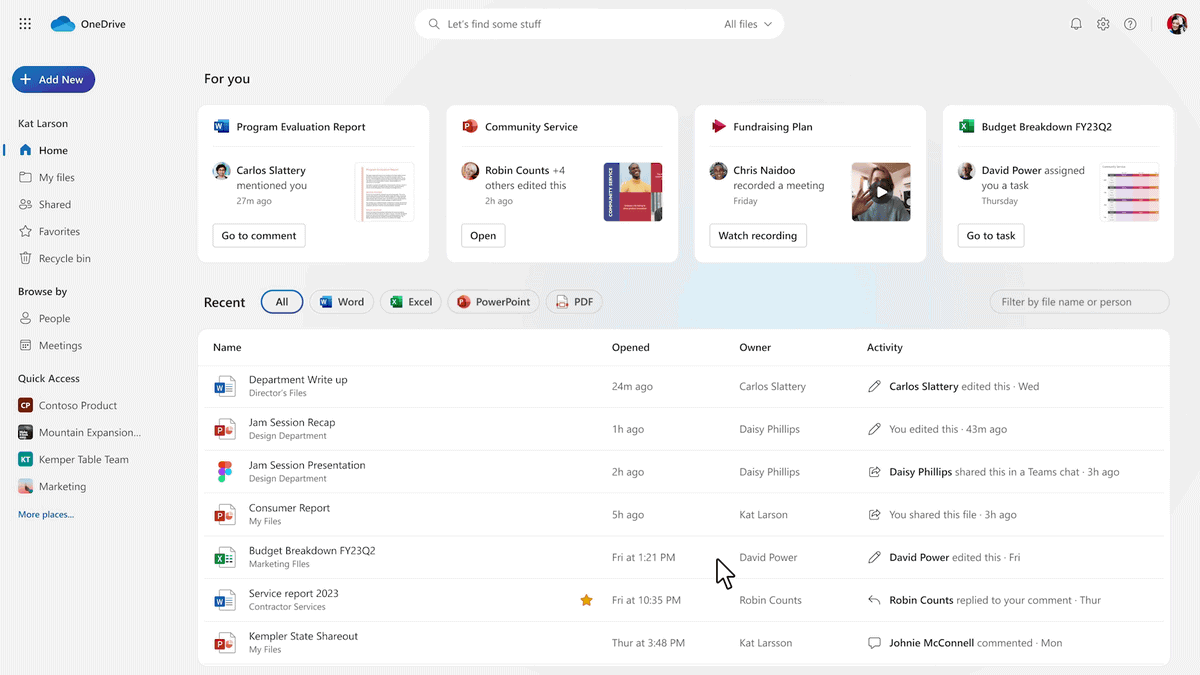 OneDrive 3.0: new home screen