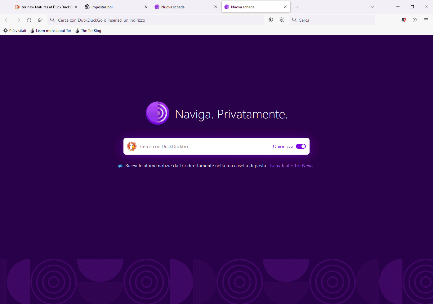 Tor Browser home page DuckDuckGo
