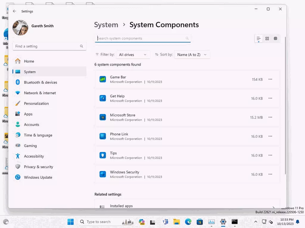 Removing apps and system components Windows 11