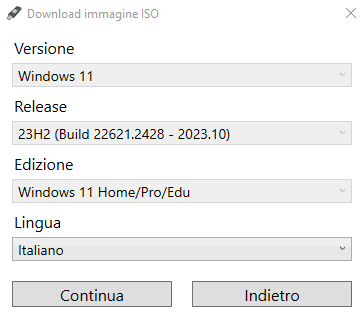 Download Windows 11 23H2 con Rufus