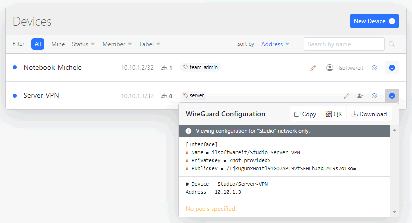 WireGuard server configuration file