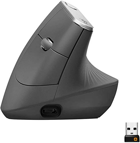 Logitech Mx Ergonomic Wireless Vertical Mouse, Multi-Device, Bluetooth or 2.4 Ghz, ‎Grey