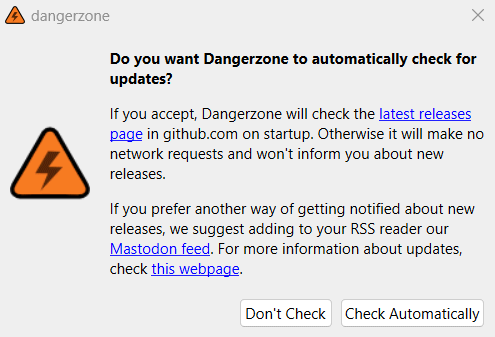Checking for Dangerzone updates