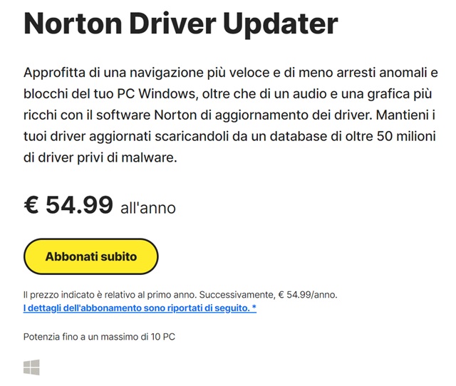 norton driver updater annual license