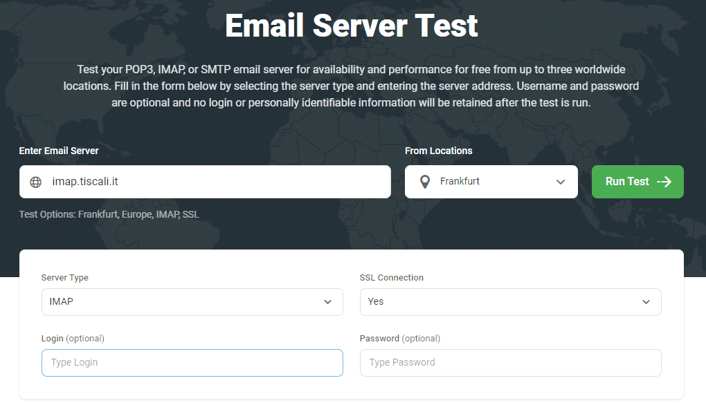 Email Server Test Tiscali