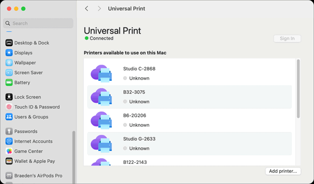 App Universal Print per macOS