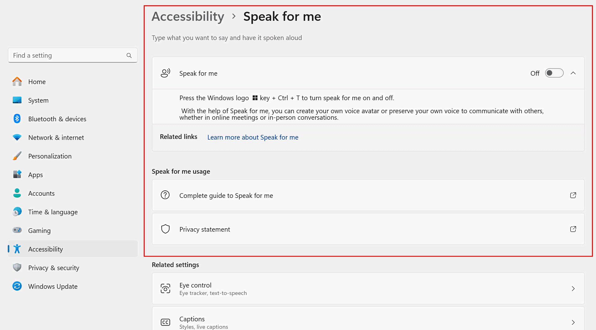 Speak for me, Windows 11