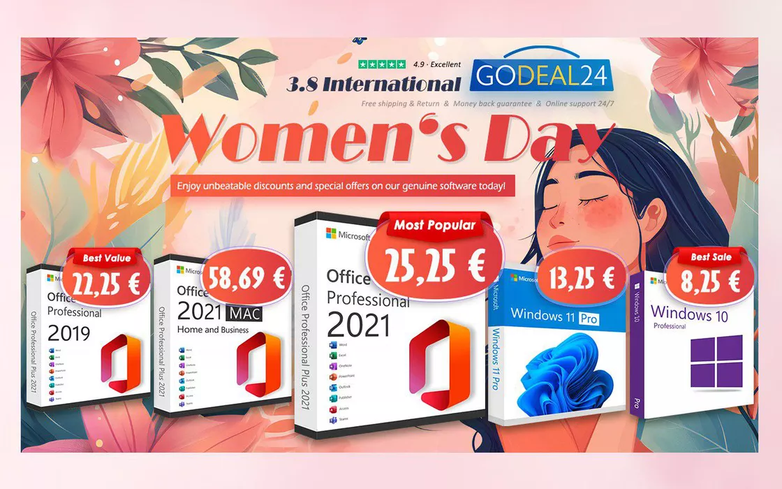 For Women's Day, with Godeal24 Office 2021 Pro is only €25.25!