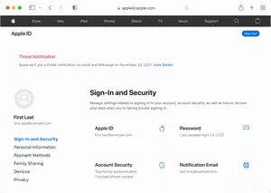 Apple ID - Mercenary Spyware Threat Alert