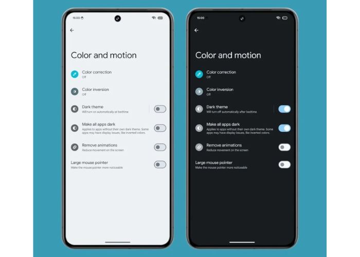 Dark Mode Android 15 all over the app image 1
